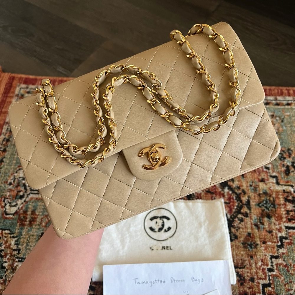 ❌SOLD❌Chanel Classic Vintage Medium Beige Double Flap Bag - Picture 5 of 11